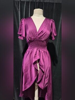 Purple V-Neck Smocked Waist Dress (Box C)